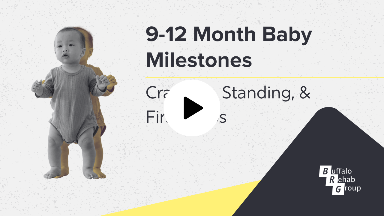 Baby pulling up to stand during the 9 to 12 month developmental stage.