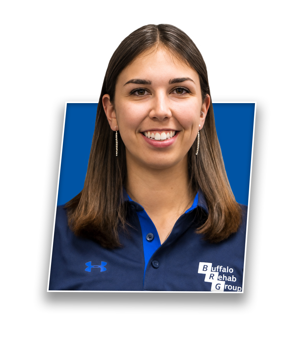 Headshot of Mary Consigli, PT DPT CLT WCS, smiling in a blue Buffalo Rehab Group shirt.