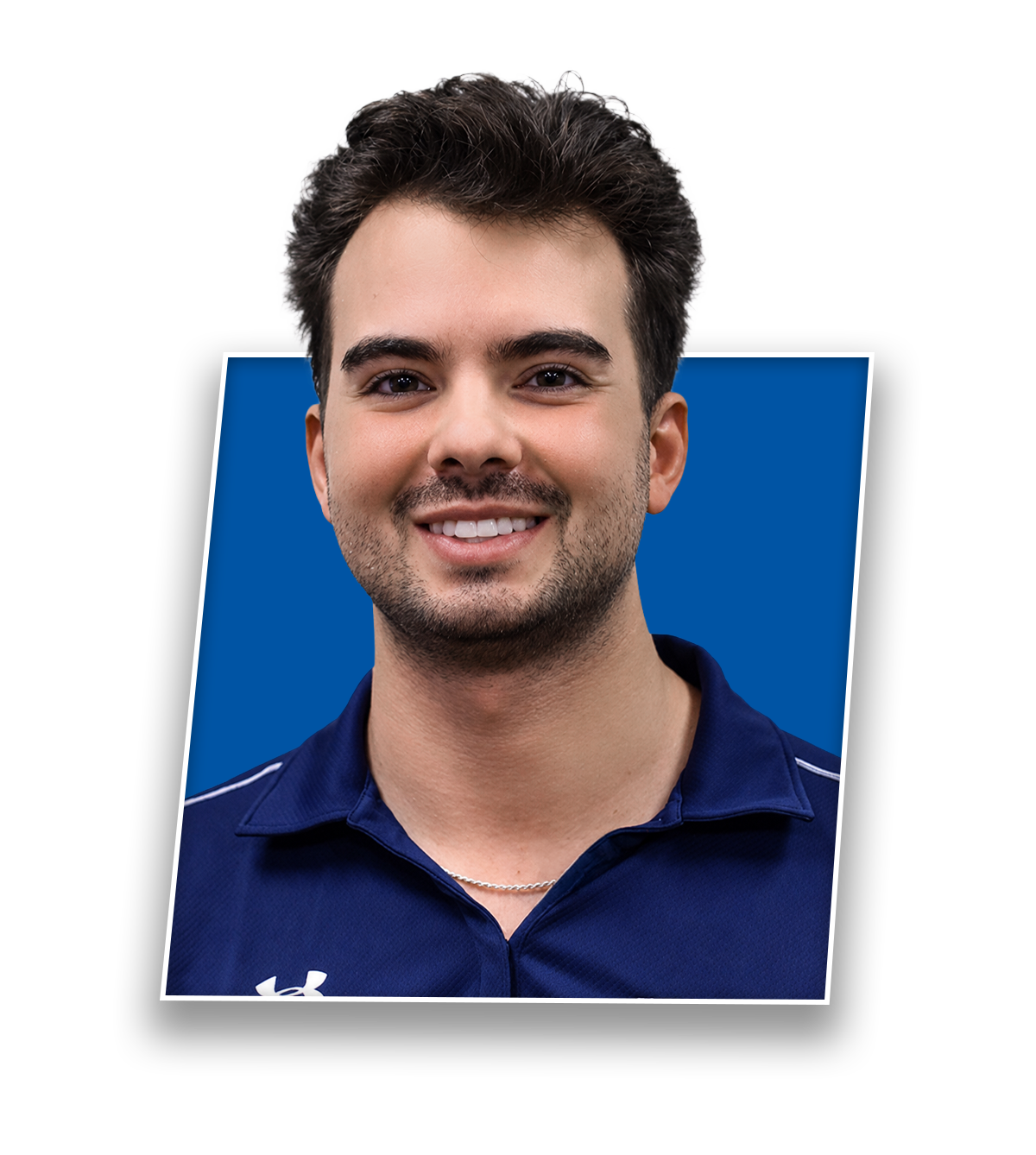 Headshot of Zach Frey, PT DPT, smiling in a blue Buffalo Rehab Group shirt.
