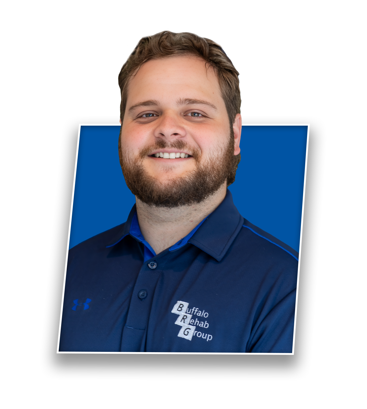 Headshot of Jacob Gawronski, PT DPT, smiling in a blue Buffalo Rehab Group shirt.