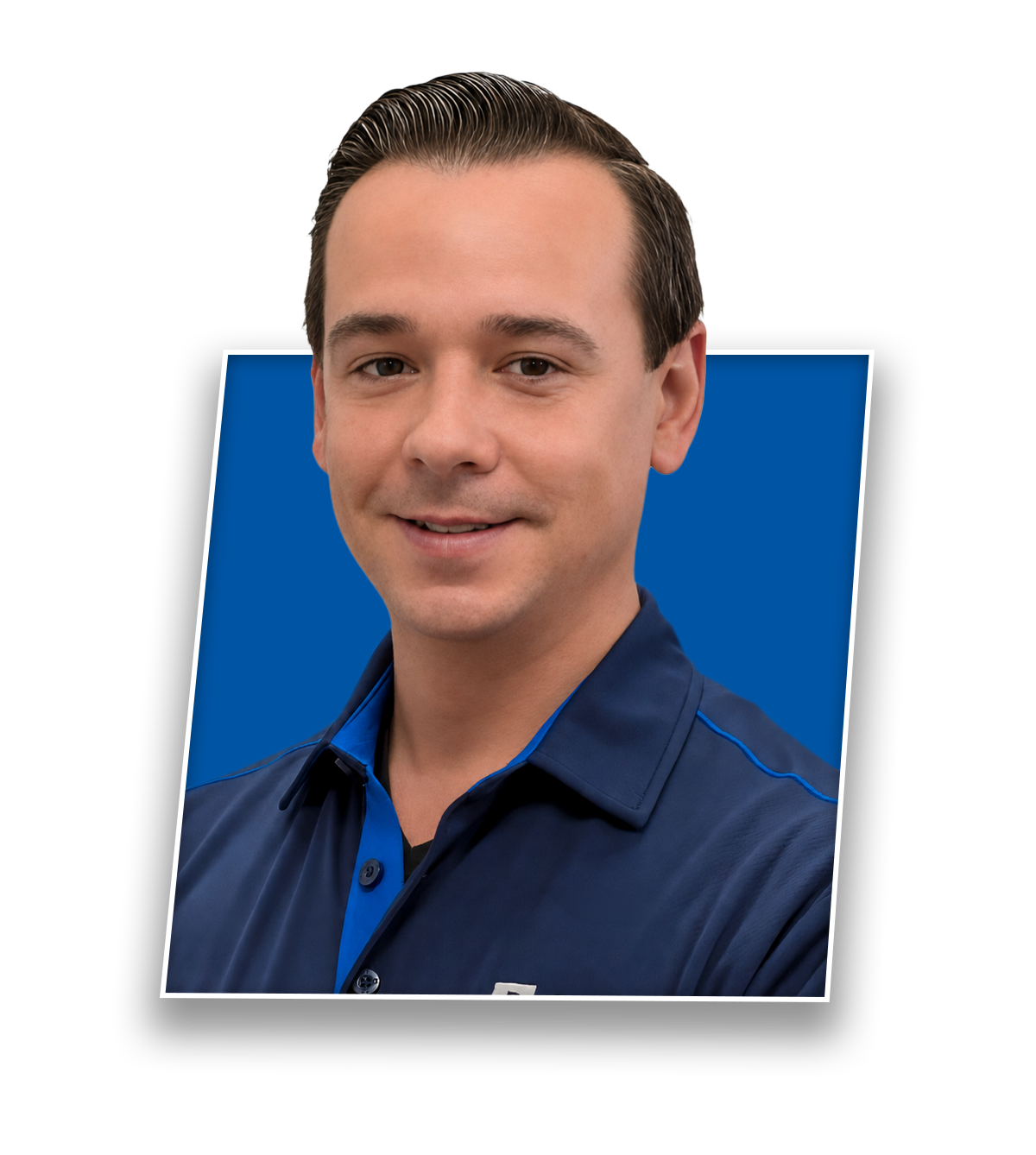 Headshot of Ryan Knolhoff, PTA, smiling in a blue Buffalo Rehab Group shirt.