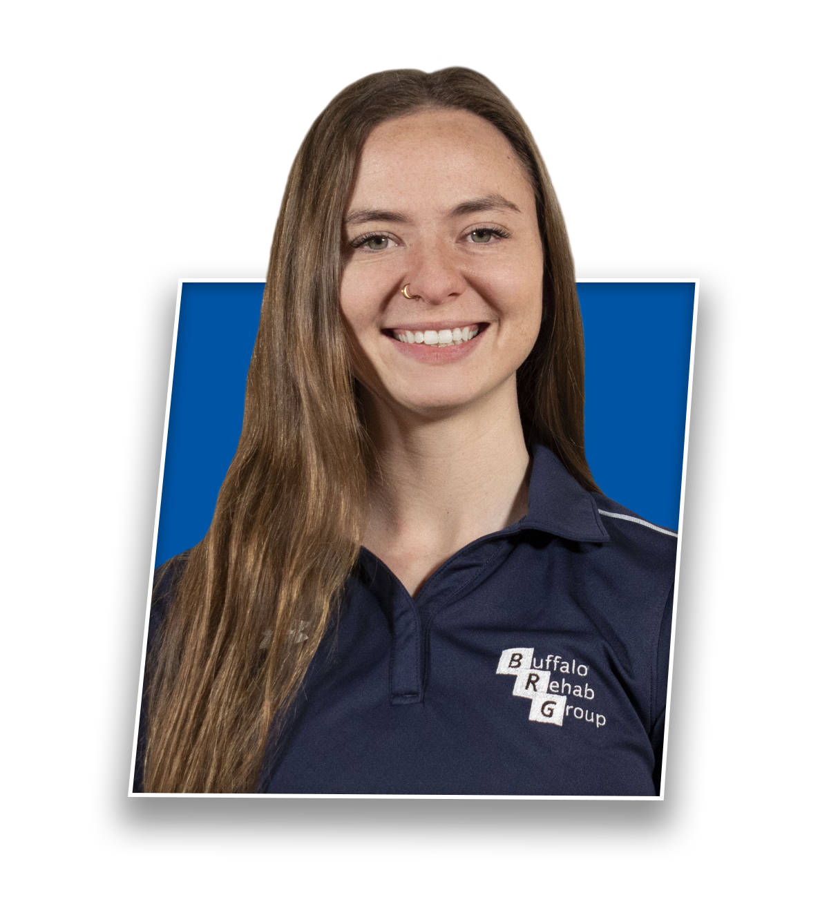 Headshot of Amanda Lenau, PT DPT, smiling in a blue Buffalo Rehab Group shirt.
