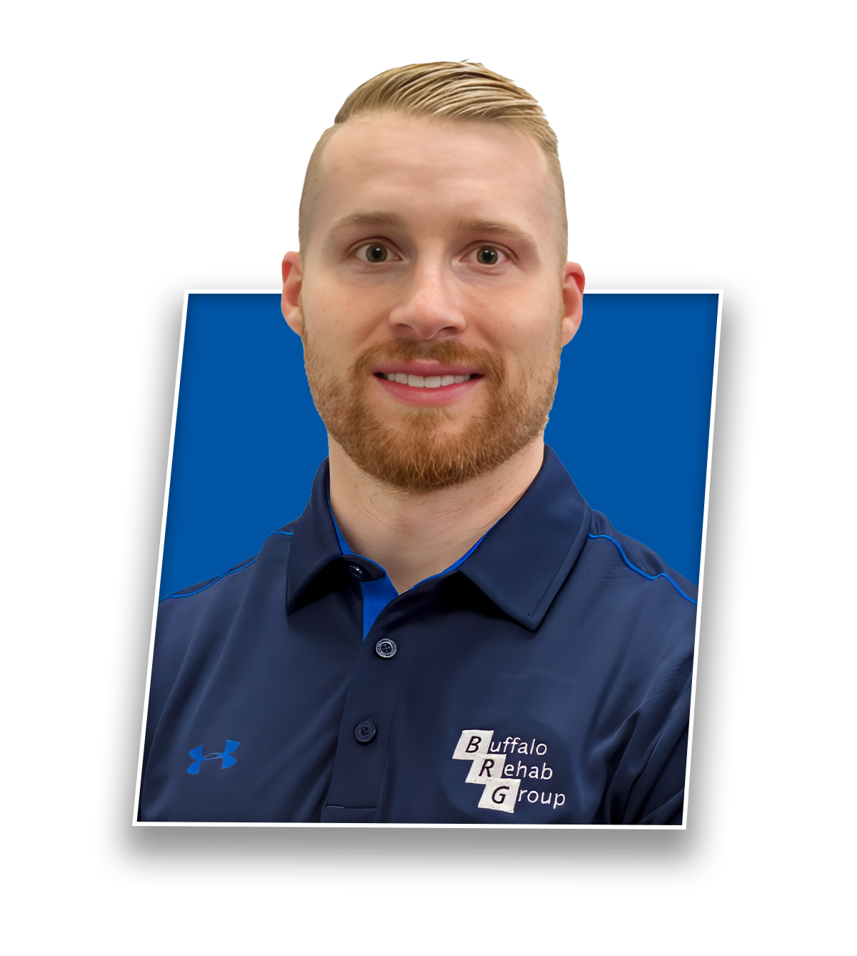 Headshot of Garnet Loveday, PT DPT, smiling in a blue Buffalo Rehab Group shirt.