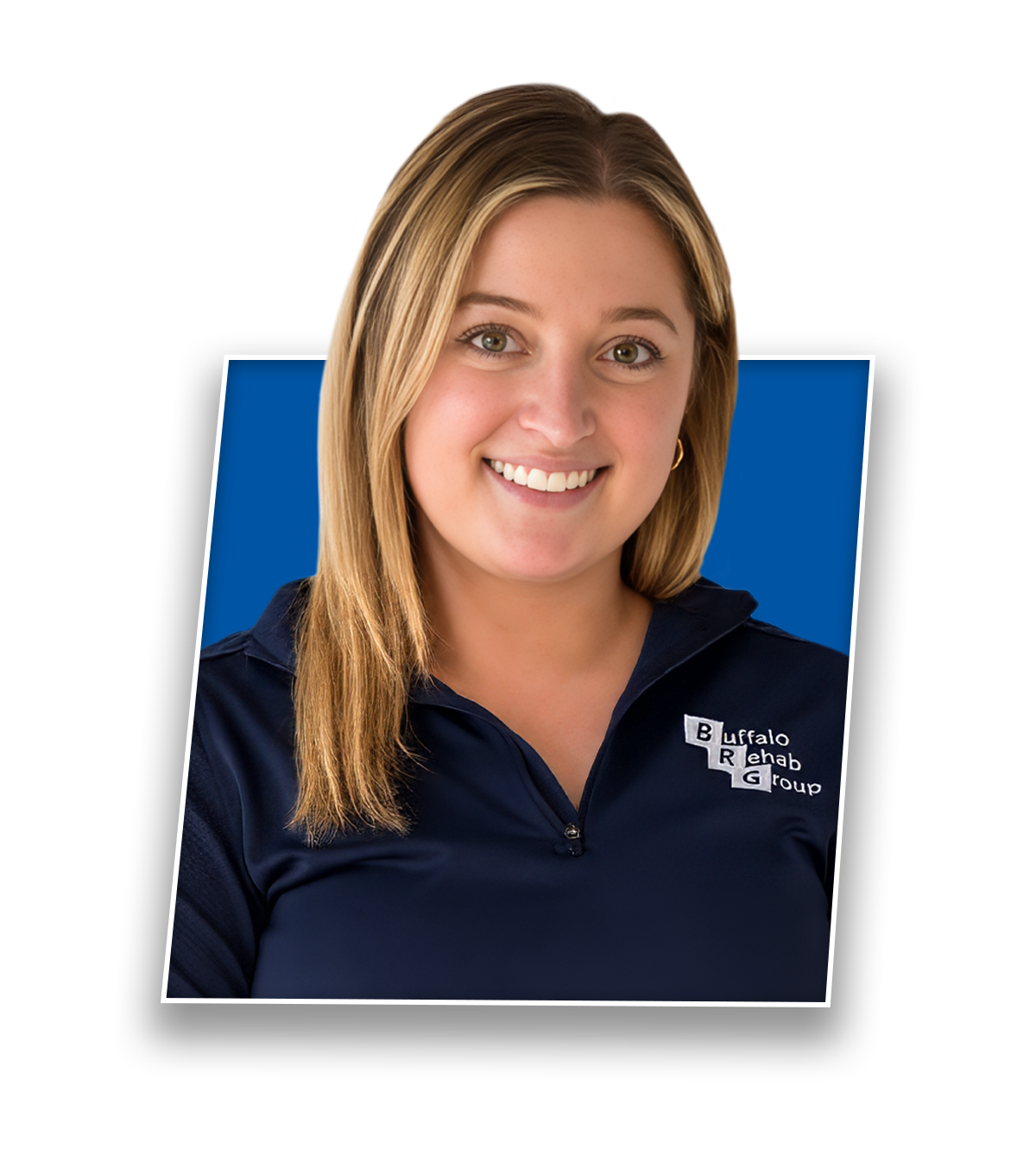 Headshot of Jill McMasters, OTD OTR/L, smiling in a blue Buffalo Rehab Group shirt.