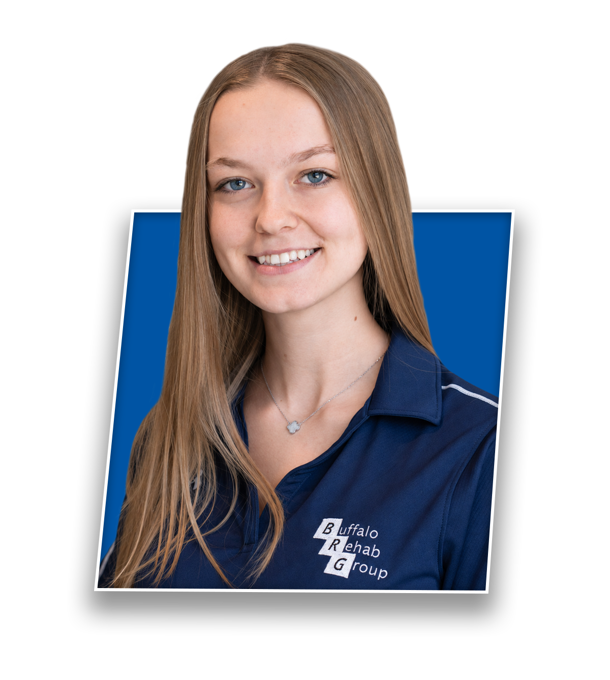 Headshot of Julia Young, PTA, smiling in a blue Buffalo Rehab Group shirt.